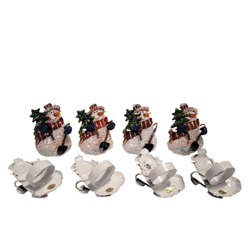 Snowman Frosty Christmas Napkin Rings Metal Set of 8 Winter